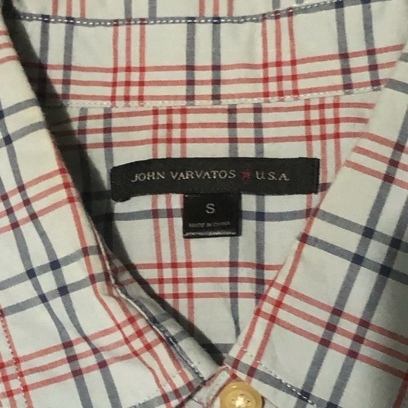 John Varvatos Shirt Men's Small Star USA Button Up Plaid Short Sleeve Luxury - Picture 2 of 5